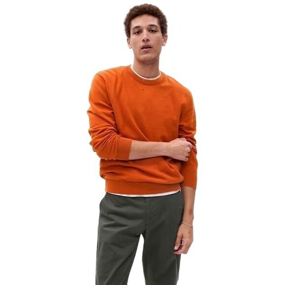 Gap Other - GAP Mens Cotton Mainstay Crewneck Sweater Orange Long Sleeve Pullover Size XXL
